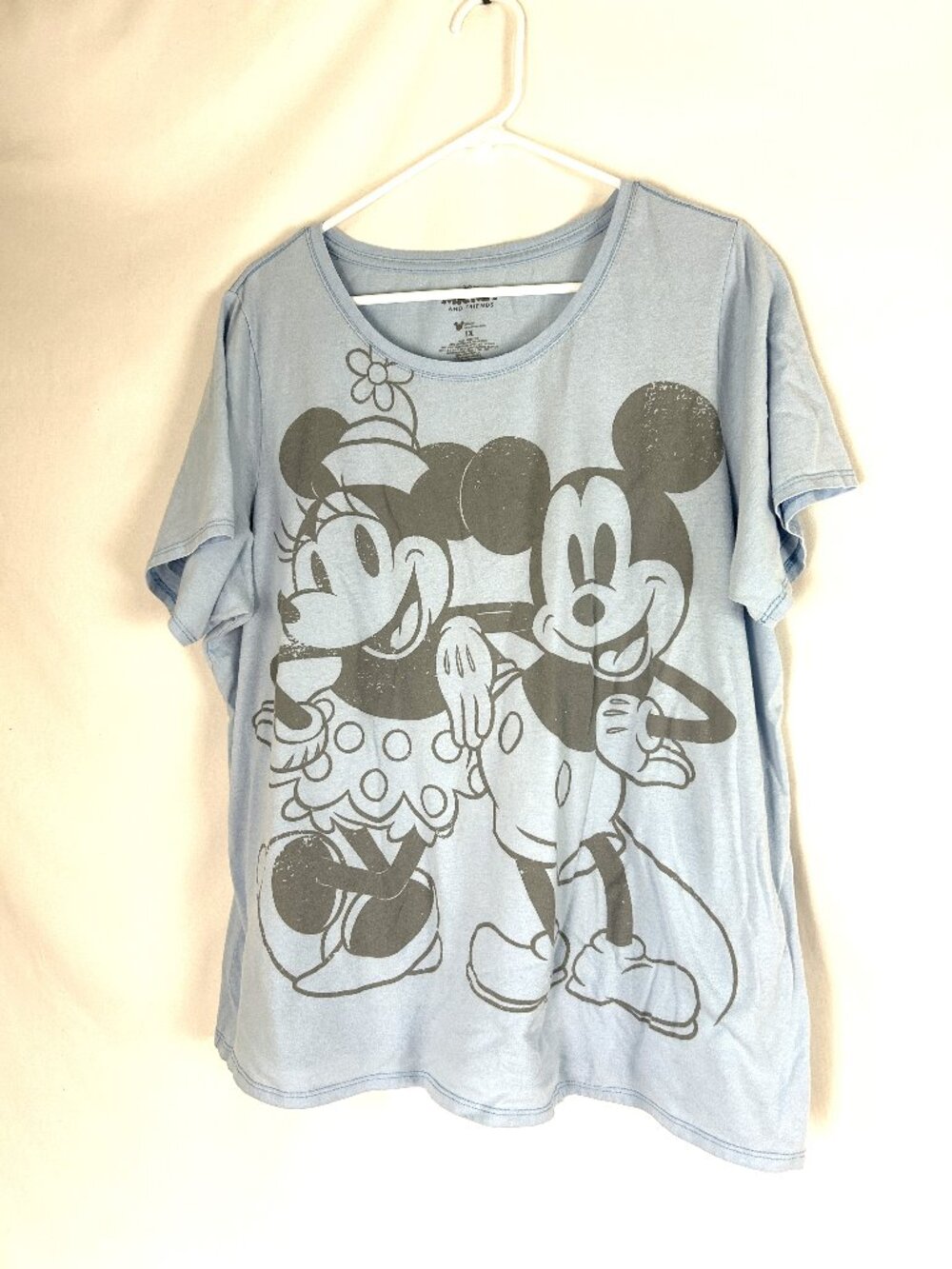 Disney Mickey and Minnie Big Graphic T Shirt 1X Baby Blue